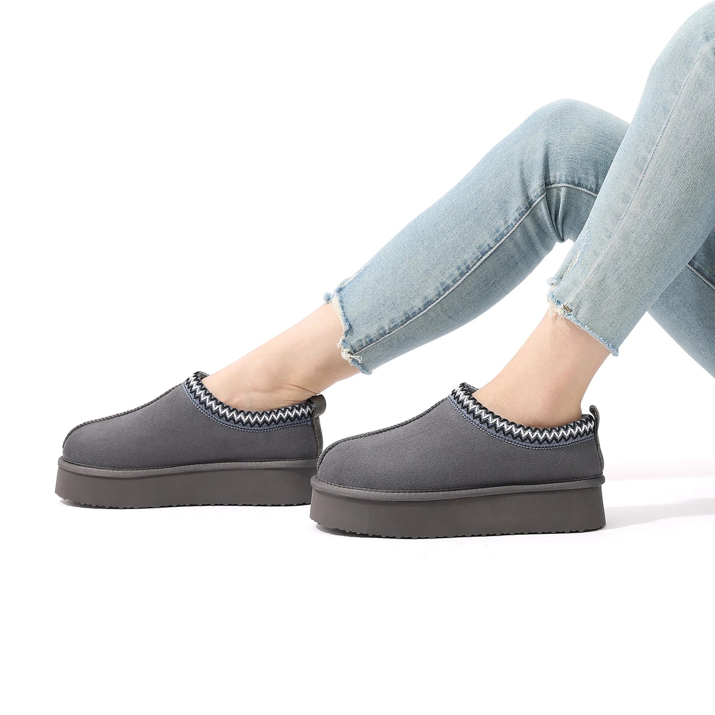 Women's Braided Leather Outdoor Suede Slippers